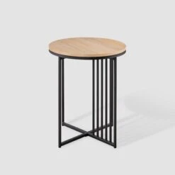 Modern Metal Bar Round Side Table Coastal Oak/Black ­ Saracina Home -Saracina Home Shop GUEST cf926dfd 2da6 405a a32f 1c254fbe2ddb