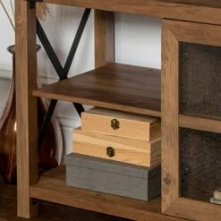 Sophie Rustic Farmhouse X Frame Glass Doors TV Stand For TVs Up To 80" Rustic Oak - Saracina Home 13 Sophie Rustic Farmhouse X Frame Glass Doors TV Stand For TVs Up To 80" Rustic Oak - Saracina Home -Saracina Home Shop GUEST d0b45f21 041d 413e bebc bbe7a5ae13a6