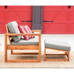 Galia 2pc Square Leg Acacia Wood Chair And Ottoman With Cushions - Brown - Saracina Home 4 Galia 2pc Square Leg Acacia Wood Chair And Ottoman With Cushions - Brown - Saracina Home -Saracina Home Shop GUEST d0dacf2f a35c 4c8a b4d6 e405ffed1b5c