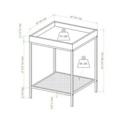 Rosalyn Urban Industrial Glam Square Tray Side Table With Metal Mesh Shelf Gray Wash - Saracina Home -Saracina Home Shop GUEST d173d01f 5483 4990 9728 2f1962055612