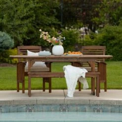 Ravenscroft 4pc Extendable Acacia Wood Outdoor Dining Set - Saracina Home -Saracina Home Shop GUEST d1e17e82 6666 4c9e 9100 6baec1df9027