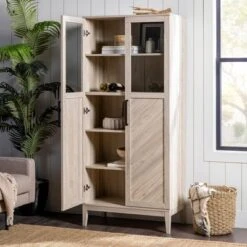 68" Boho Modern Tall Storage Wood Cabinet - Saracina Home -Saracina Home Shop GUEST d2d70d92 5290 4f3f aa87 e81b48b66467