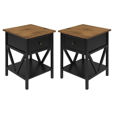 Set of 2 Farmhouse Single Drawer V Frame Nightstands - Saracina Home Set Of 2 Farmhouse Single Drawer V Frame Nightstands - Saracina Home -Saracina Home Shop GUEST d3e80f49 c05c 4cf2 909f d3210f3c25f8