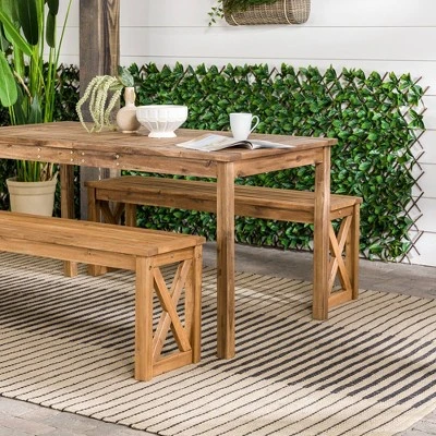 3pc Acacia Wood X Design Outdoor Patio Dining Set - Brown - Saracina Home 3pc Acacia Wood X Design Outdoor Patio Dining Set - Brown - Saracina Home -Saracina Home Shop GUEST d443785c 83db 4334 bf12 a97492ae3d88