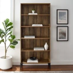68" Grevaldi Industrial Mesh Side Bookshelf Rustic Oak - Saracina Home 4 68" Grevaldi Industrial Mesh Side Bookshelf Rustic Oak - Saracina Home -Saracina Home Shop GUEST d5f1e6cc c10b 436d 8bec 7eb26f65666f