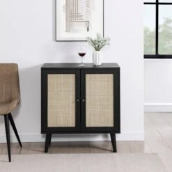 Modern Boho Wood And Rattan 2 Door Accent Cabinet - Saracina Home -Saracina Home Shop GUEST d74ddd5c 1187 48fe bc16 4176c39cb9b1