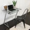 Glass Computer Desk With Keyboard Tray Silver - Saracina Home -Saracina Home Shop GUEST d8f7a4cc 7958 4f17 ad1d af0f645e8e0f