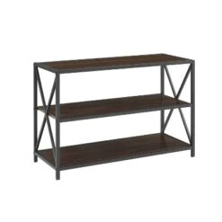25.62" X Frame Metal And Wood Media Bookshelf - Saracina Home -Saracina Home Shop GUEST da6fbbb0 99a4 4545 81a6 9cf064af15da