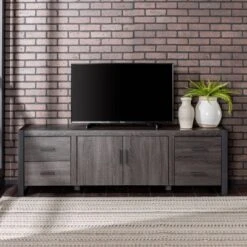 Modern Urban Industrial TV Stand For TVs Up To 80" Charcoal - Saracina Home -Saracina Home Shop GUEST dacd7fa8 f18d 4086 a032 8c647fed8d78