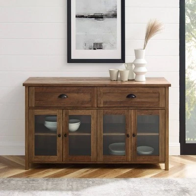 Millia Transitional Farmhouse 4 Door Sideboard with Glass Panels - Saracina Home Millia Transitional Farmhouse 4 Door Sideboard With Glass Panels - Saracina Home -Saracina Home Shop GUEST db5dcec8 a2cf 404c 9991 af7c5d492ff0