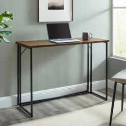 Maxwell Modern Glam Simple Y Leg Writing Desk Dark Walnut - Saracina Home