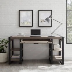 60" Industrial Transitional Tech Desk With USB - Saracina Home -Saracina Home Shop GUEST dd350e77 1461 48fb a567 a9f26aa2ef21