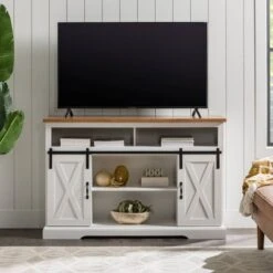 Transitional Sliding Barndoor Highboy TV Stand For TVs Up To 58" - Saracina Home -Saracina Home Shop GUEST dd9ce182 82e2 4e7a a263 00af007d0202