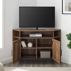 Atticus Modern Farmhouse 2 Door Corner TV Stand For TVs Up To 55" Rustic Oak - Saracina Home 9 Atticus Modern Farmhouse 2 Door Corner TV Stand For TVs Up To 55" Rustic Oak - Saracina Home -Saracina Home Shop GUEST ddaa755e d260 41e3 9b45 b1bba75878ea