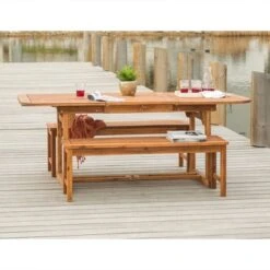 Ravenscroft 3pc Modern Boho Acacia Wood Slat Top Outdoor Dining Set - Saracina Home -Saracina Home Shop GUEST de47bf2a 61aa 4247 87ba b7b48ba165fc