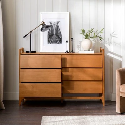 Mid-Century Modern Solid Wood Paneled 6 Drawer Dresser - Saracina Home Mid-Century Modern Solid Wood Paneled 6 Drawer Dresser - Saracina Home -Saracina Home Shop GUEST deb721f2 95f6 46ae 8016 1329377b82dd