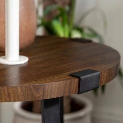 Set Of 2 Wrightson Urban Industrial Wrap Leg Round Side Tables Dark Walnut - Saracina Home -Saracina Home Shop GUEST e0576996 1f96 4164 8fa8 bbf883526c7b