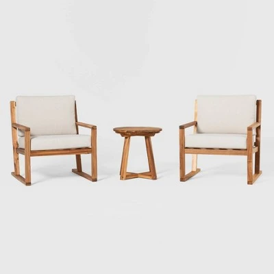 Saracina Home 3pc Modern Slat-Back Acacia Outdoor Conversation Set with Cushions Saracina Home 3pc Modern Slat-Back Acacia Outdoor Conversation Set With Cushions -Saracina Home Shop GUEST e228f191 c7e4 49f0 8884 eecb92073a20