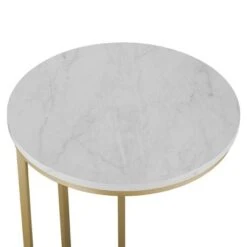 24" Modern Glam Round C Table Faux White Marble/Gold - Saracina Home 4 24" Modern Glam Round C Table Faux White Marble/Gold - Saracina Home -Saracina Home Shop GUEST e374de0c 0bdb 42ff b4ff c6201b372504