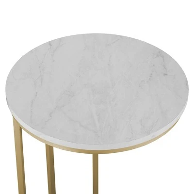 24" Modern Glam Round C Table Faux White Marble/Gold - Saracina Home 24" Modern Glam Round C Table Faux White Marble/Gold - Saracina Home -Saracina Home Shop GUEST e374de0c 0bdb 42ff b4ff c6201b372504