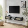 Modern Boho Floating TV Stand For TVs Up To 65" With Rattan Doors - Saracina Home 1 Modern Boho Floating TV Stand For TVs Up To 65" With Rattan Doors - Saracina Home -Saracina Home Shop GUEST e42fe7c2 217a 4898 9a25 b2380d0c9ff7