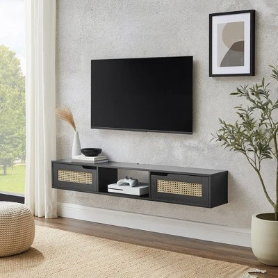 Modern Boho Floating TV Stand for TVs up to 65" with Rattan Doors - Saracina Home Modern Boho Floating TV Stand For TVs Up To 65" With Rattan Doors - Saracina Home -Saracina Home Shop GUEST e42fe7c2 217a 4898 9a25 b2380d0c9ff7