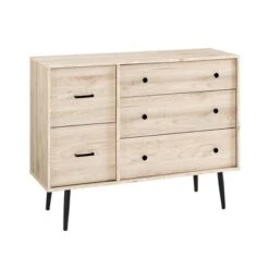Ivora Lifted Mid-Century Modern Asymmetrical 5 Drawer Dresser - Saracina Home -Saracina Home Shop GUEST e455e771 4a91 4524 9838 7cacaaf7a6be