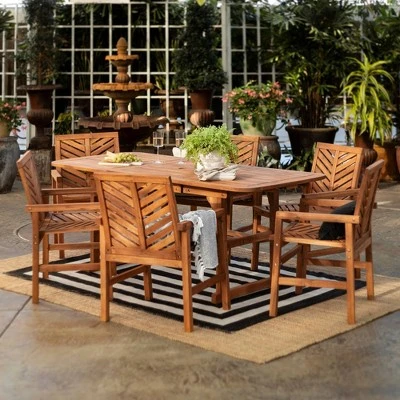 7pc Slatted Extendable Acacia Wood Patio Dining Set - Saracina Home 7pc Slatted Extendable Acacia Wood Patio Dining Set - Saracina Home -Saracina Home Shop GUEST e48952b5 09ab 4154 b248 a696c50f1a1d