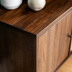 Modern Vinyl Record Player Storage TV Stand For TVs Up To 65" Dark Walnut - Saracina Home -Saracina Home Shop GUEST e6e766a5 a5d7 4f9f 8b93 e7144a032105
