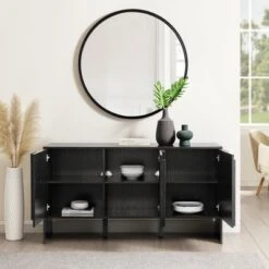 Modern Staggered Vertical Accent 3 Door Sideboard - Saracina Home -Saracina Home Shop GUEST e7187c1a 9ce1 41e7 afaa f88ba84facf9