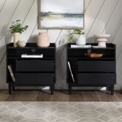 2pk Mid-Century Modern Solid Wood 2 Drawer Storage Nightstands - Saracina Home -Saracina Home Shop GUEST eab150fb 3256 4b31 ace2 846b2c2f72b4