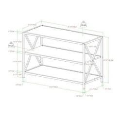 25.62" X Frame Metal And Wood Media Bookshelf - Saracina Home -Saracina Home Shop GUEST ecd624a7 487c 4307 a775 37bc46fb3460