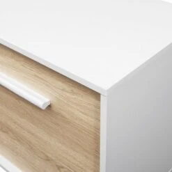 Modern 2 Door TV Stand For TVs Up To 65" Solid White/Coastal Oak/White - Saracina Home -Saracina Home Shop GUEST ed7d2c12 7f7a 43d6 b2cb fbf13fff1b93