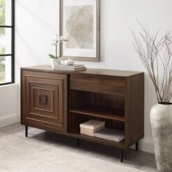 52" Modern Sliding Door Sideboard Dark Walnut - Saracina Home 4 52" Modern Sliding Door Sideboard Dark Walnut - Saracina Home -Saracina Home Shop GUEST ee2cb211 435f 4c05 af57 9b154e1bca90