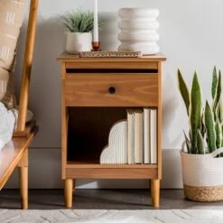 Stiva Classic Mid-Century Modern 1 Drawer Nightstand - Saracina Home -Saracina Home Shop GUEST ee2f70db 4e78 4367 afb5 cf038cb6780d