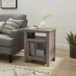 Transitional Classic Windowpane Storage Side Table - Saracina Home