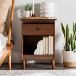 Stiva Classic Mid-Century Modern 1 Drawer Nightstand - Saracina Home -Saracina Home Shop GUEST f1f5300e 5364 40db 96ef 77bca274ed96