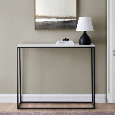 Owen Urban Box Frame Entryway Table Faux Marble White/Black - Saracina Home Owen Urban Box Frame Entryway Table Faux Marble White/Black - Saracina Home -Saracina Home Shop GUEST f41292c9 eedb 4cc9 a51c 3151b979b775