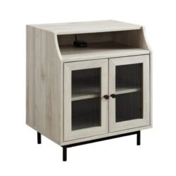 Fluted Glass Double Door Nightstand With USB Port - Saracina Home -Saracina Home Shop GUEST f46c2f0e 9c50 4fcb 9918 e3a20ba636f8