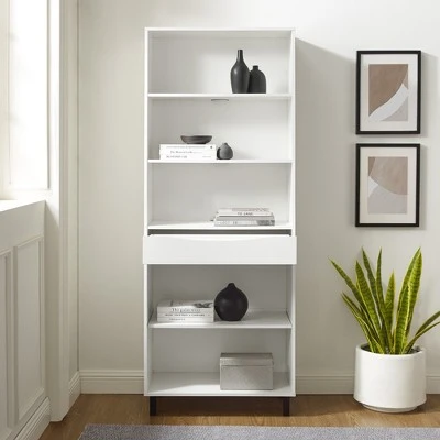 72.5" Mid-Century Modern 1 Drawer Angled Bookshelf - Saracina Home 72.5" Mid-Century Modern 1 Drawer Angled Bookshelf - Saracina Home -Saracina Home Shop GUEST f7b3e476 2294 4b33 8431 b32d58501d00