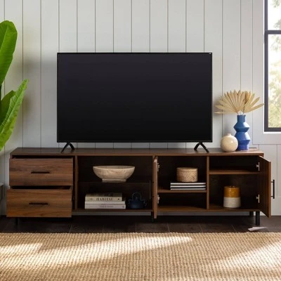 Sana Modern Triple Storage TV Stand for TVs up to 80" Dark Walnut - Saracina Home Sana Modern Triple Storage TV Stand For TVs Up To 80" Dark Walnut - Saracina Home -Saracina Home Shop GUEST fa65be07 dd72 4823 b878 62fc4cd53535