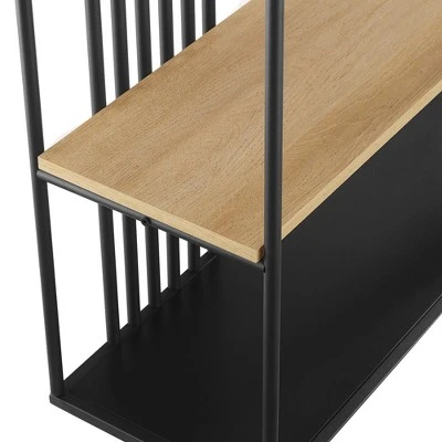 79" Modern 6 Shelf with Metal Bar Bookcase Coastal Oak/Black - Saracina Home 79" Modern 6 Shelf With Metal Bar Bookcase Coastal Oak/Black - Saracina Home -Saracina Home Shop GUEST fd65b2ba 8933 4069 9dc4 8352a37d62e6