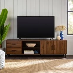 Sana Modern Triple Storage TV Stand For TVs Up To 80" Dark Walnut - Saracina Home 5 Sana Modern Triple Storage TV Stand For TVs Up To 80" Dark Walnut - Saracina Home -Saracina Home Shop GUEST ff1679ed 5f30 47e9 a5d0 3886b74af319