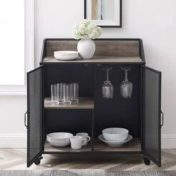 Urban Industrial Metal Mesh Bar Cart With Wheels - Saracina Home 7 Urban Industrial Metal Mesh Bar Cart With Wheels - Saracina Home -Saracina Home Shop GUEST ff406dda d620 4228 9ca2 9466e7b28653